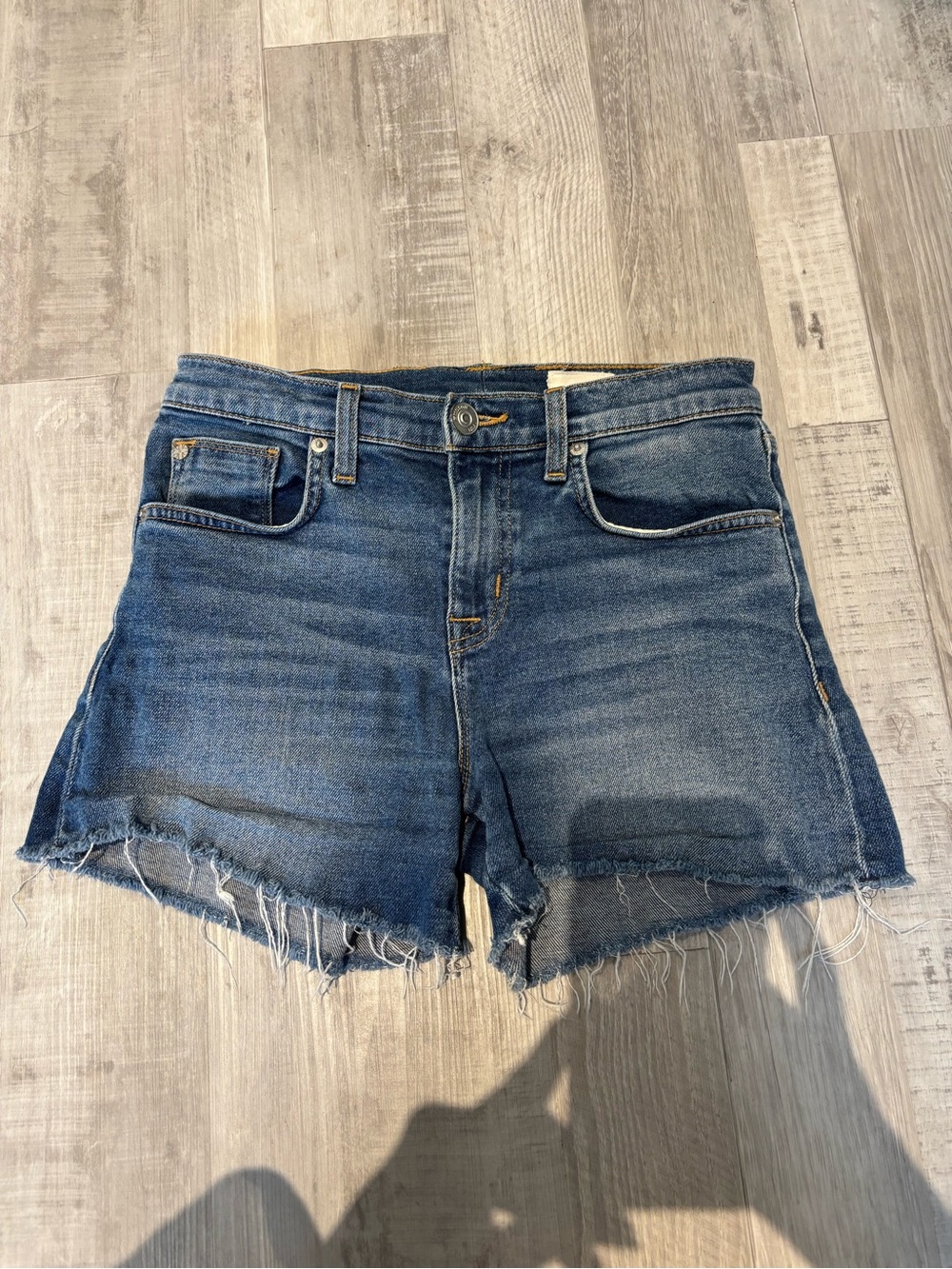 Hudson Jeans Distressed Dark Blue Denim Cutoff Shorts